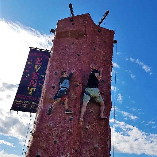 Maritimes Event Rentals offers a 24' tall 4 climber portable rockwall, shaved ice setup, and bounce houses. Hourly rentals available.
Raise the Wall!!