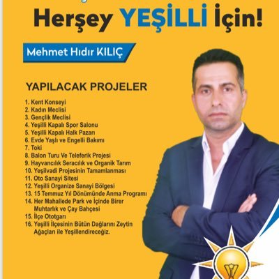 Ak parti yeşilli belediye başkan aday adayı.                                                           Myder başkan