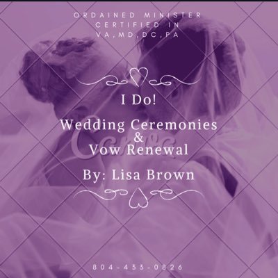 I am a Licensed Wedding Officiant/Ordained Minister. From Elopements to Wedding Ceremony I will work with you to help make wedding day memorable!