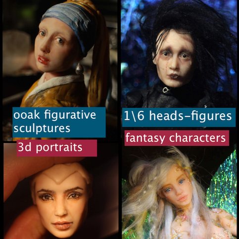 Always the art and its various expressions and applications play key role in the way I live and live with others.I sculpt ooak art dolls,3d portraits,miniatures