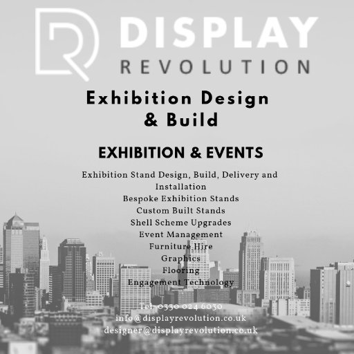 Exhibition stand designers, custom built stands, event management, event services E: info@displayrevolution.co.uk Contact us today for more information