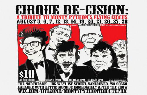 mpythontribpdx's profile picture. Cirque De-Cision: A Tribute to Monty Python
The Northbank - 106 West 6th Street, Vancouver, WA, 98660
Tickets: 503-422-5266