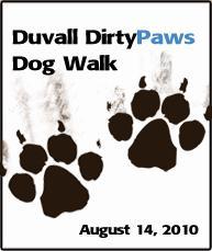 The Duvall DirtyPaws Dog Walk is a charity dog walk to raise money for Homeward Pets, The Motley Zoo Animal Rescue & the Duvall Chamber of Commerce. 08/14/10