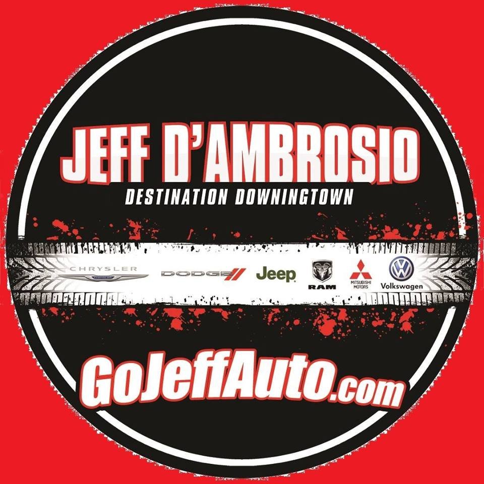 Jeff D’Ambrosio Chrysler, Jeep, Dodge, RAM 1221 E. Lancaster Ave, Downingtown, PA 610-269-9500. The #1 dealer on the East Coast. #GoJeffAuto