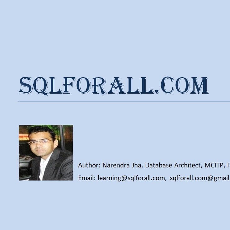 sqlforall's profile picture. SQLFORALL provides a holistic platform for all database enthusiasts to learn, lead and leverage their skill sets. One stop destination for all Database needs.