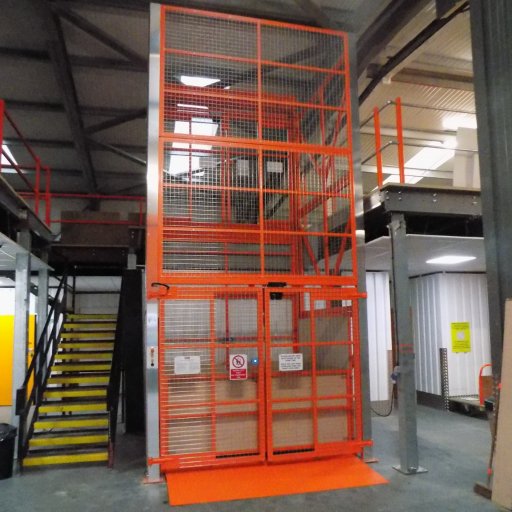 Our mezzanine lifts service the efficient movement of products between floor levels at self storage units, retail outlets, and factories.