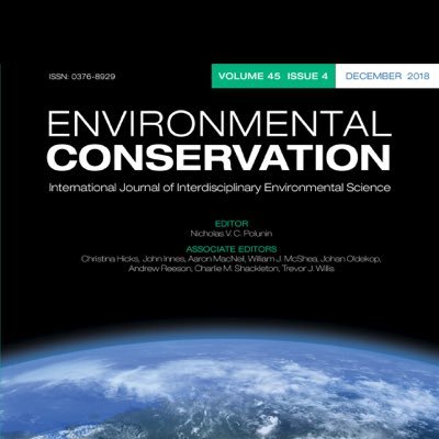 Environmental Conservation, promoting interdisciplinary environmental conservation science and practice since 1974. Editor @PoluninNick