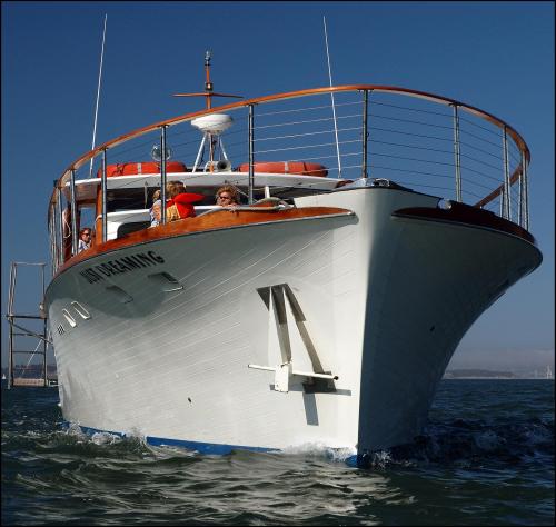 A Vintage Luxury Yacht Charter. One of a kind experience on a classic yacht. Cruise the SF Bay in high style, relax and enjoy priceless bay vistas!