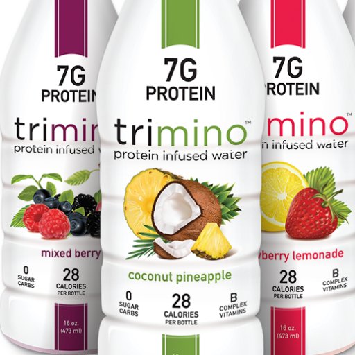 TRIMINO | PROTEIN INFUSED WATER  
💪7 Grams of Whey Protein 💥B Vitamins 🍃Zero Sugar Only 28 calories 💦 Protein Never Tasted So Good!