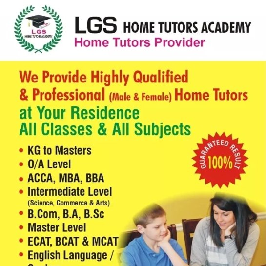 We Provide Professional and competent male and female home Tutors.
just call/whatsapp/text 00923314562848