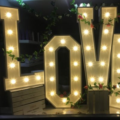 beautiful 4 foot light up letters to hire - entire alphabet available  plus postboxes and personalised signs   NW UK