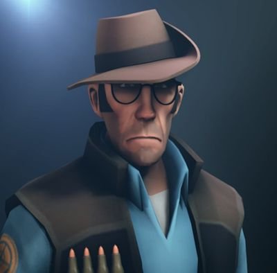 Sniper and punching bag for BLU Team.
Top-grade assassin, not a crazed gunman.