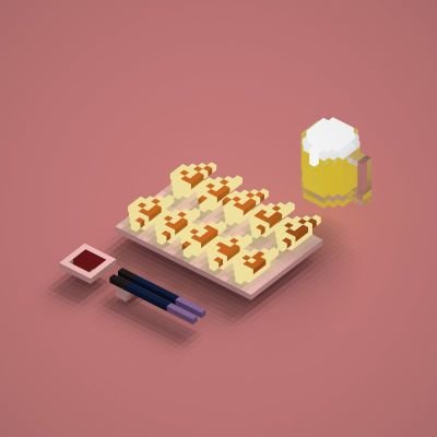 深夜のVoxelモデリング一本勝負告知用アカウントです。　ハッシュタグ　#voxel_1hour