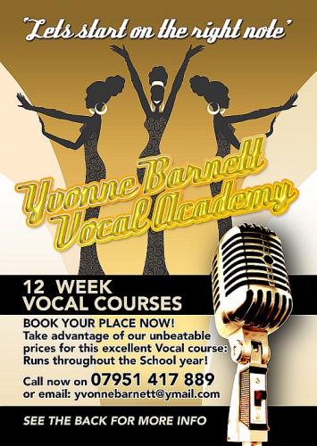 VocalAcademy's profile picture. Yvonne Barnett Vocal Academy is based in London: We Teach all aspects of Vocal Technique covering a range of Styles:for more info email:yvonnebarnett@ymail.com