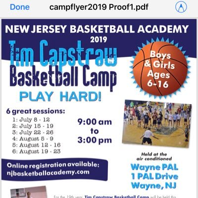 Popular Boys and Girls Basketball Camp located at the Wayne PAL in Wayne NJ. Brooklyn Nets Broadcaster