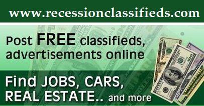 Recessionclassifieds is a free online service. Sell, buy, post and search for jobs, services, for sale, realestate and cars for free