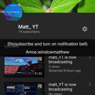 If u play fortnite check out my YouTube channel And don’t forget to like and subscribe @stormnation_YT