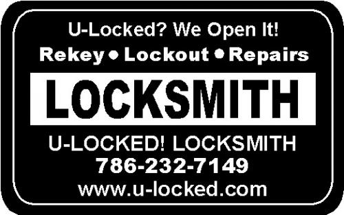 ULocked's profile picture. Certified Professional Locksmith Serving: Florida City thru Hialeah, FL. Car Lockouts, Rekey, & Lock installs & Repairs.