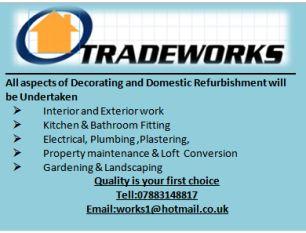 tradeworks1's profile picture. ALL KINDS OF BUILDING WORK UNDERTAKEN WITH GUARANTEE
QUALITY WORKMANSHIP AT REASONABLE PRICES