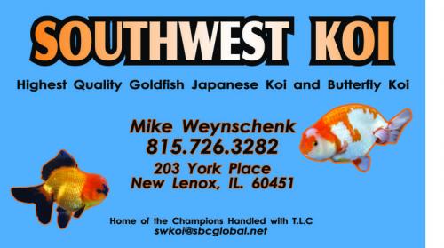 We sell High Quality, Imported Koi from Japan & Goldfish Imported from China/ Thailand.  We can drop ship anywhere in the Nation.  Call Mike (815) 530-4040.