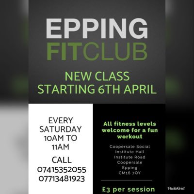 NEW EPPING FIT CLUB. starting 6th April... only £3 per class every Saturday 10-11am... #FitClub #Fitness #FeelGood #MenAndWomen all fitness level