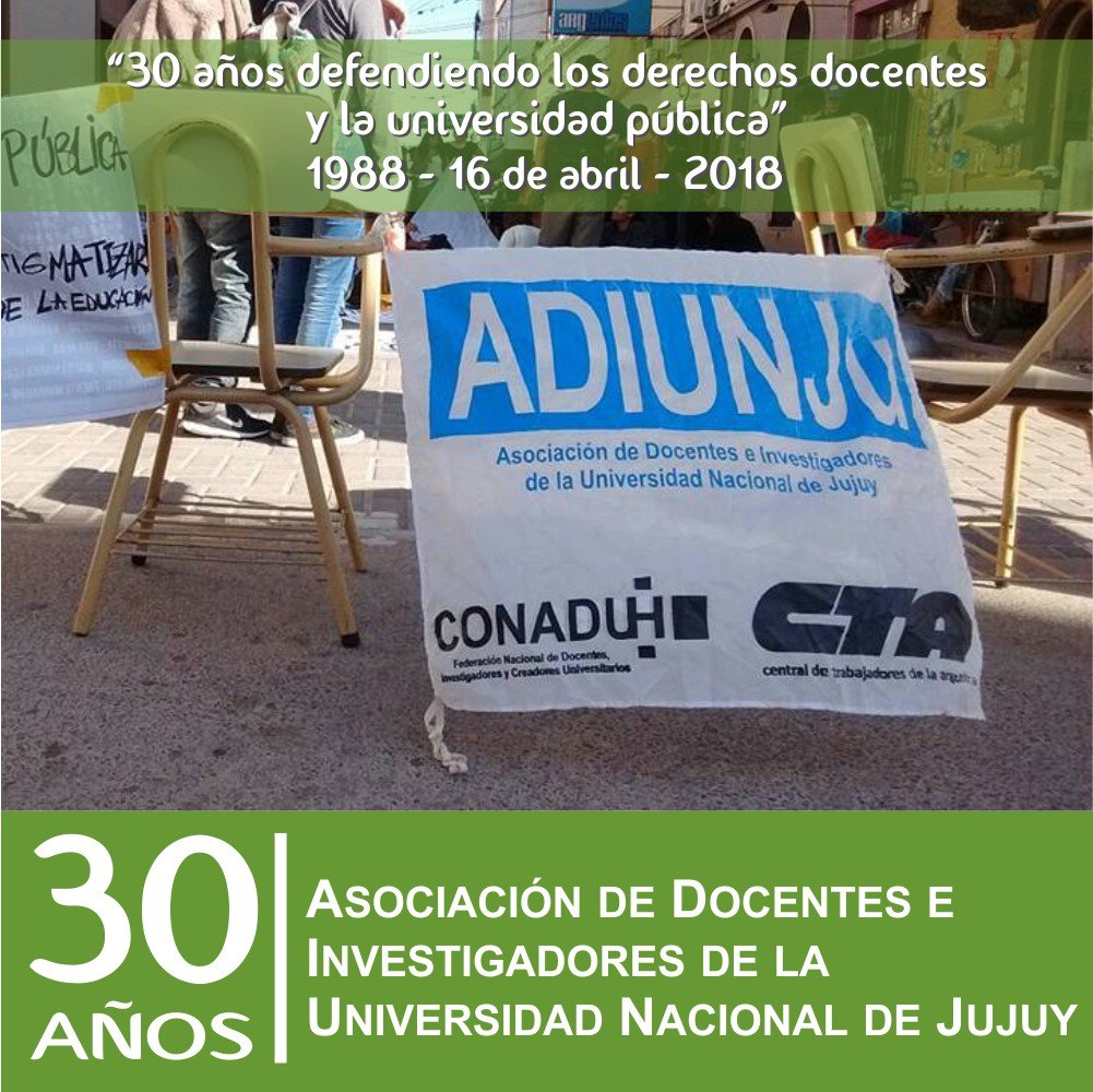 Somos el sindicato que agrupa a lxs docentes e investigadorxs de la UNJu. Asociación de base de @CONADUHistorica - @cta_autonoma
https://t.co/XkQbDX3mbz