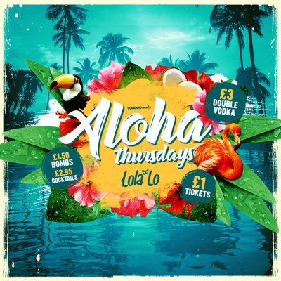 Your tropical Thursday night home, every week at Lola Lo on Deansgate Locks 🌴🌺☀️Message 07974224247 for Guestlist/Tables and VIP deals 📲