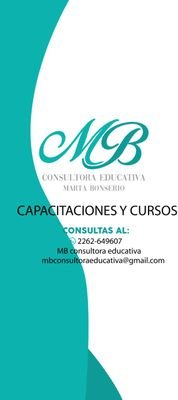 MB es una Consultora Educativa que asesora a Instituciones Educativas y realiza capacitaciones para concursos y cursos para Docentes, Directivos y Supervidores
