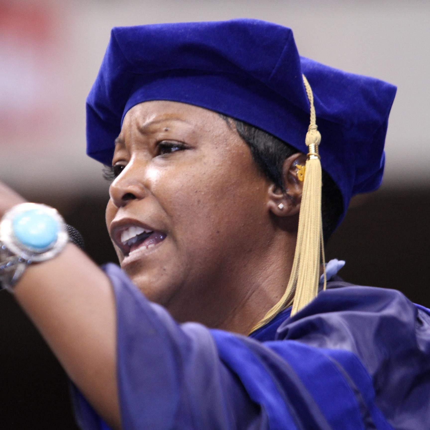 Awww shit!  Who is she?  She is a CEO, activist/scholar, civil rights strategist, #ghettobrowngirl Professor from da Farmz SE D.C., giving #auntielessons  #VSU.