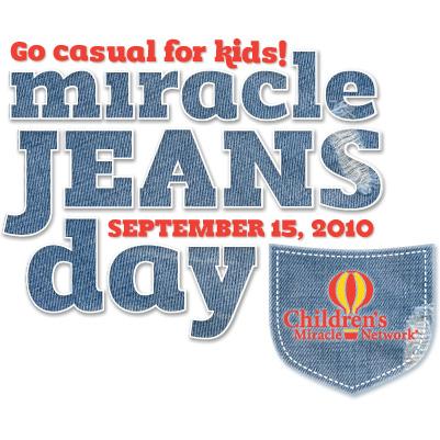 miraclejeansday's profile picture. Miracle Jeans Day is simple - go casual for kids by donating $5 to wear jeans on Sept 15, 2010. http://t.co/lEbWTksIYL