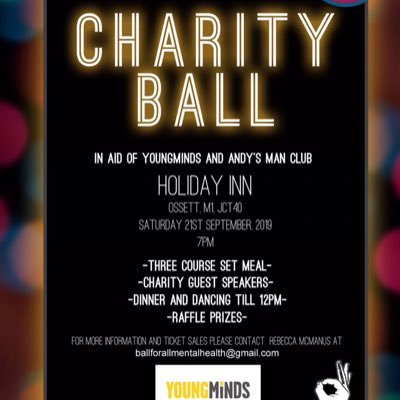 Dress to impress and #enjoy the #music - BALL FOR ALL , tickets on sale now Supporting #AndysManClub #YoungMinds contact us at ballforallmentalhealth@gmail.com