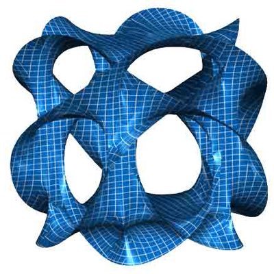 Calabi-Yau spaces, six-dimensional object represented here in two-dimensions,