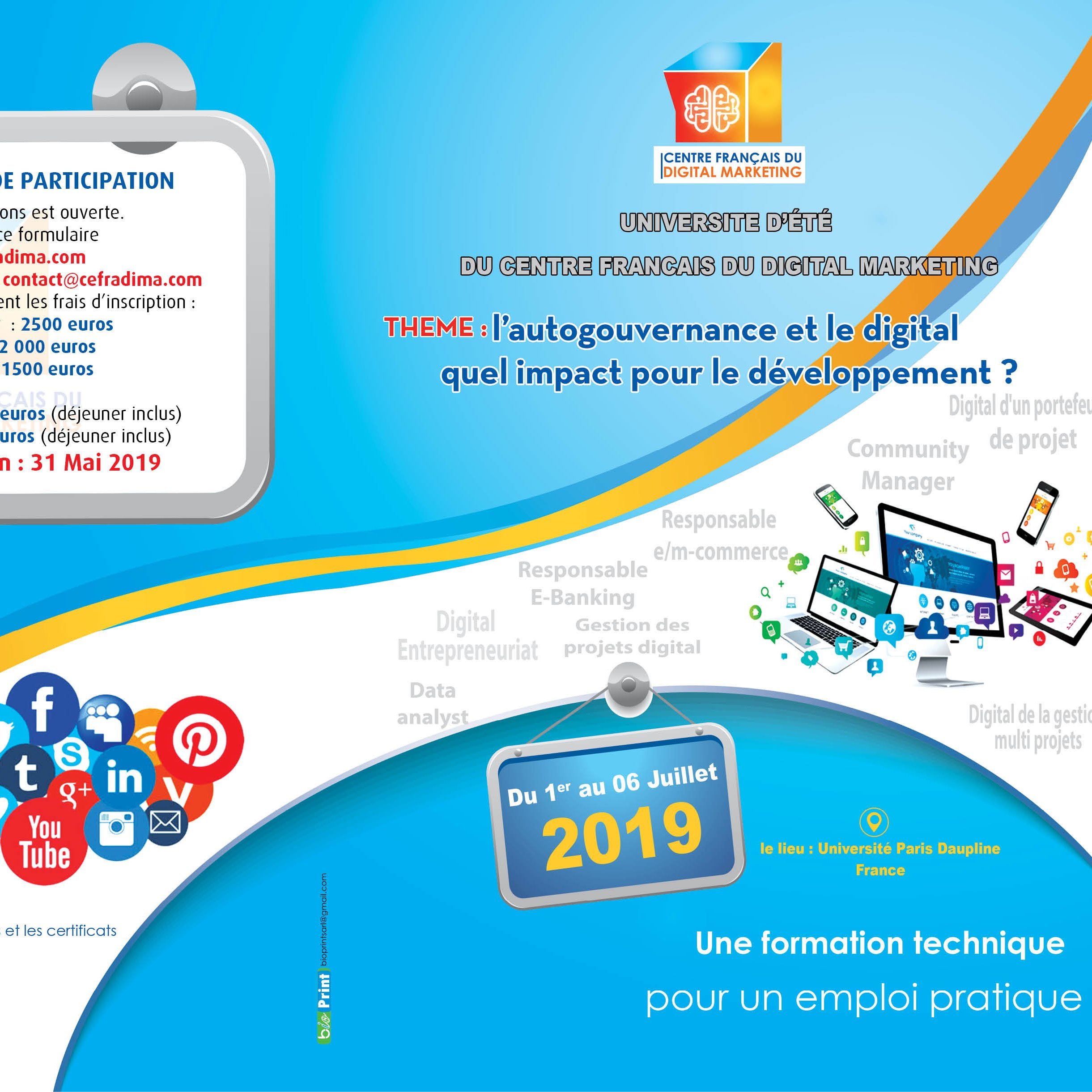 francais_du's profile picture. Le Centre Français du Digital Marketing (CEFRADIMA), axe ses formations sur le digital et le test logiciel.