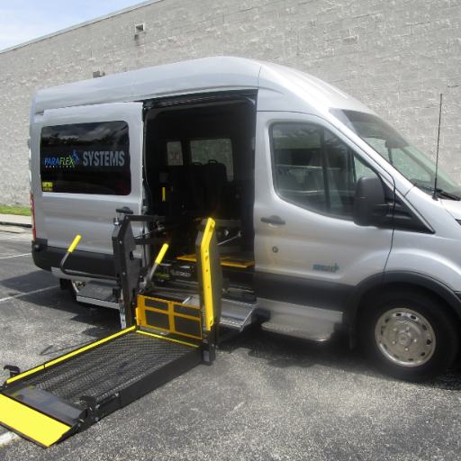 The PARAFLEX Mobility systems features the Abilitrax platform for the Ford Transit. This is a seating and equipment platform that features the Shift N Step lift