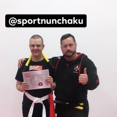 First blind person to get a sports nunchaku martial arts belt and now proud to say I have earned my yellow belt