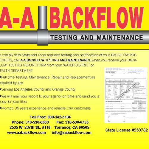 AABackflow's profile picture. Backflow testing, repair and replacement. Serving Los Angeles and Orange counties for over 30 years.