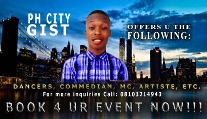 am an Editor a photographer
production is my work
__call the video boy 
we give you the best dancing style from pH city 
  08101214943