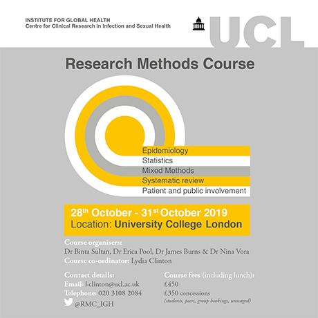 RMC_IGH's profile picture. Annual five-day research methods (#epidemiology, clinical trials, medical statistics) course with focus on infectious disease, #HIV, sexual health. Open to all!