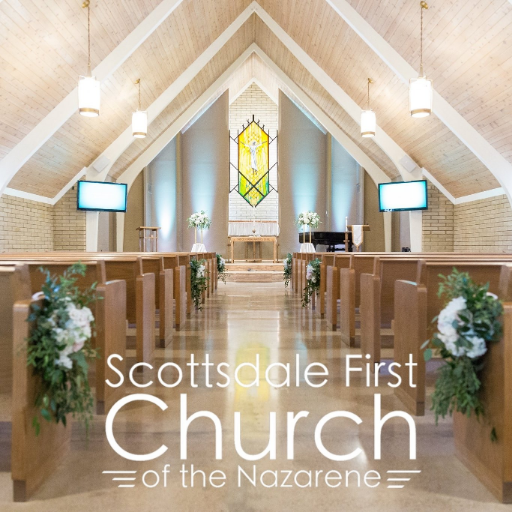 We are a Nazarene Church.  The name of our church is Scottsdale First. Listen. Love. Live.