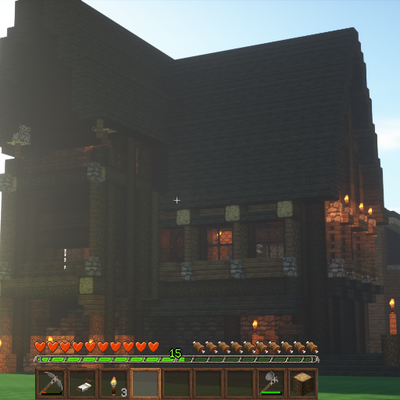名前なし マイクラの自鯖で ハマチ 大都市をサバイバルで作ろうとしてる クラメン達とやってて とても楽しいし 影入れたらめっちゃ綺麗 マインクラフト 影mod 都市建築