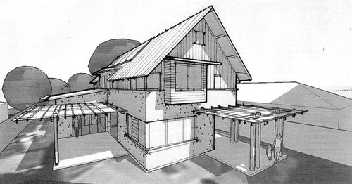 A single family dwelling currently under construction, Project Green Home is designed with the goal to be a beyond platinum LEED, zero-net energy, passive house