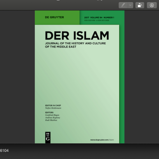 Founded by Carl Heinrich Becker in 1910, the journal Der Islam provides a forum for the study of the pre-19th c. history & culture of the Middle East.