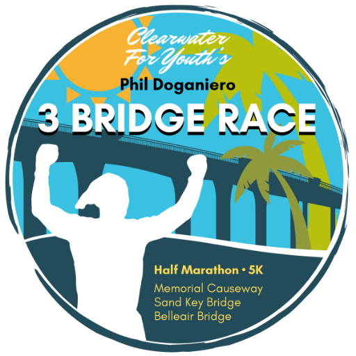 The 3 Bridge Race is a half marathon, 5K, and 1-mile fun walk. This annual event supports Clearwater For Youth and is named in honor of Phil Doganiero.