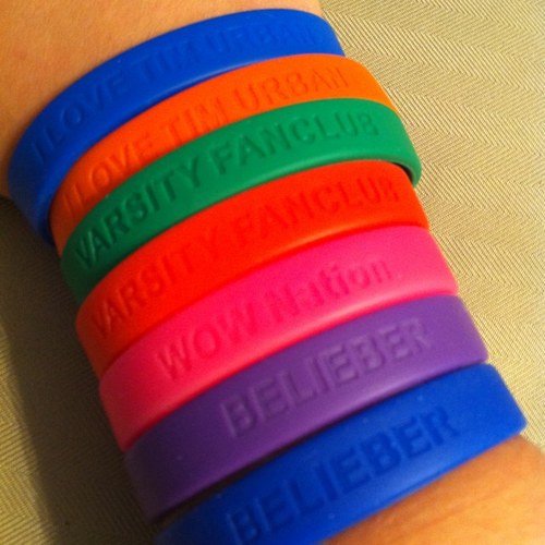 I sell Belieber, WOW Nation, Tim Urban, and Varsity Fanclub bracelets. Check out my website above, thanks for following :) I WILL follow back, just ask! xx