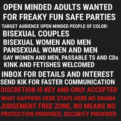 Lifestyle parties for (bi, gay, pansexual, heteroflexible and homoflexible men women and transgender)

#dmvfreaks #dmv #dmvfreak