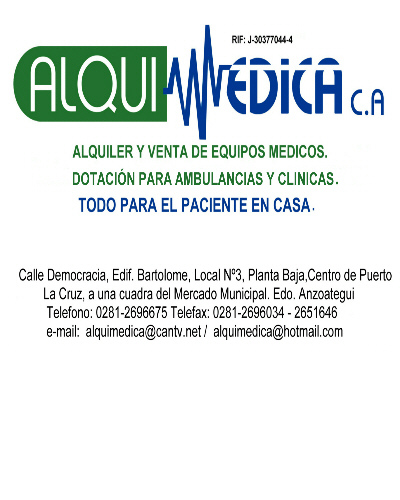 Empresa dedicada al Alquiler de todo para el paciente en casa, Oxigeno,Recuperación y Venta de Equipos Medicos, Descartables y toda la Dotacion para ambulancias