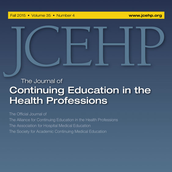 Journal of Continuing Education in the Health Professions. Official Journal of @alliance4cehp, @SACME_CPD, and AHME.