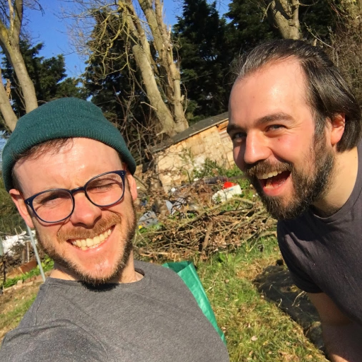 🌿We're just two queers, standing in front of an allotment, asking it to grow things 🌿🏳️‍🌈 (forked over by @paddyfreeland and @chris_allen)