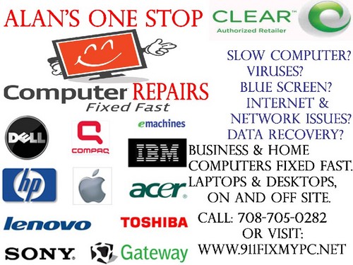 Alan's One Stop Computer repairs company in Chicago, started in 2009. Available 24/7 to assist with computer repairs.  Call 708-705-0282