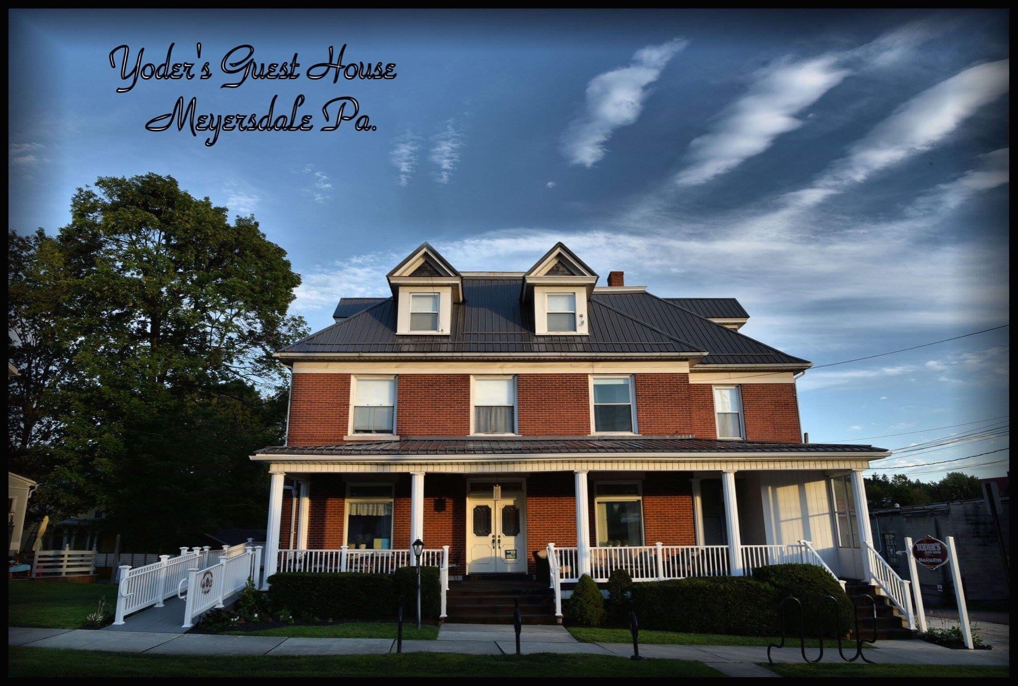 We are a casual B&B along the Great Allegheny Passage, in Meyersdale Pa. we feature 11 bedrooms, each with a PRIVATE bathroom.